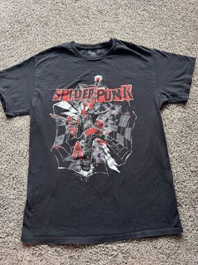 MAD Engine Black Spider-Punk Graphic Tee with Red Accents